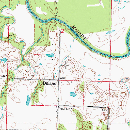 Topographic Map of Duland School, OK