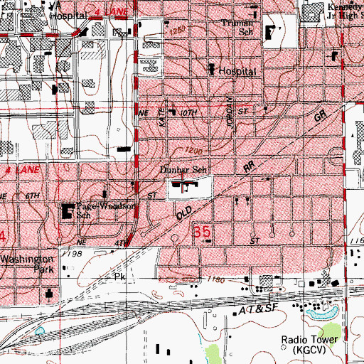 Topographic Map of Dunbar Elementary School, OK