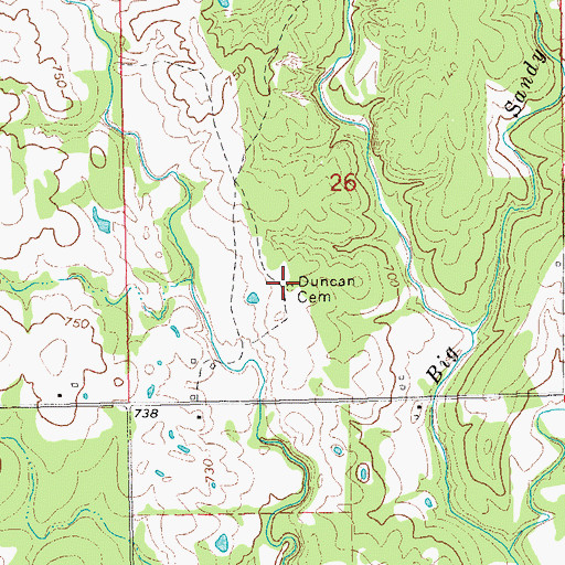 Topographic Map of Duncan Cemetery, OK