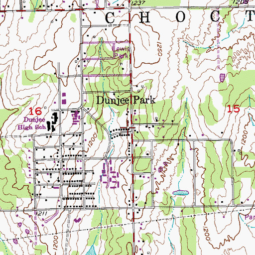 Topographic Map of Dunjee Park, OK