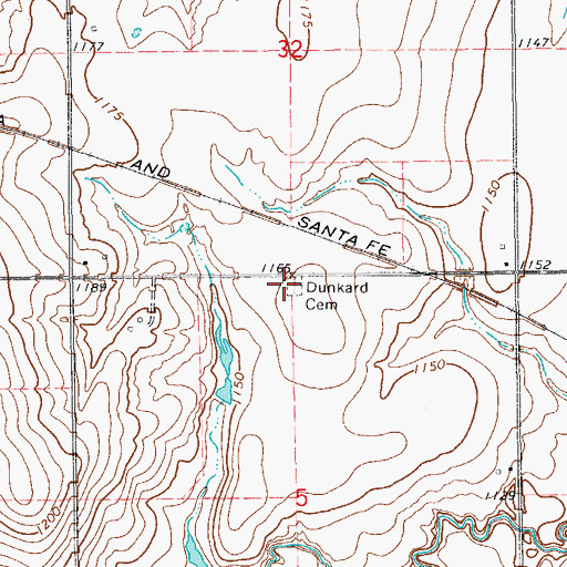 Topographic Map of Dunkard Cemetery, OK