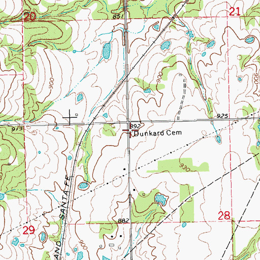 Topographic Map of Dunkard Cemetery, OK