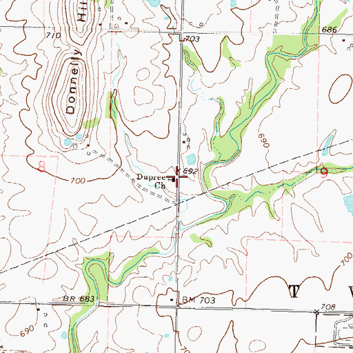 Topographic Map of Dupree Church, OK