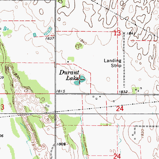 Topographic Map of Durant Lake, OK