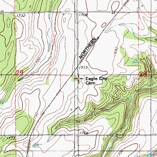 Topographic Map of Eagle City Cemetery, OK