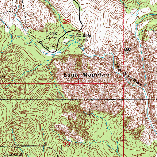 Topographic Map of Eagle Mountain, OK