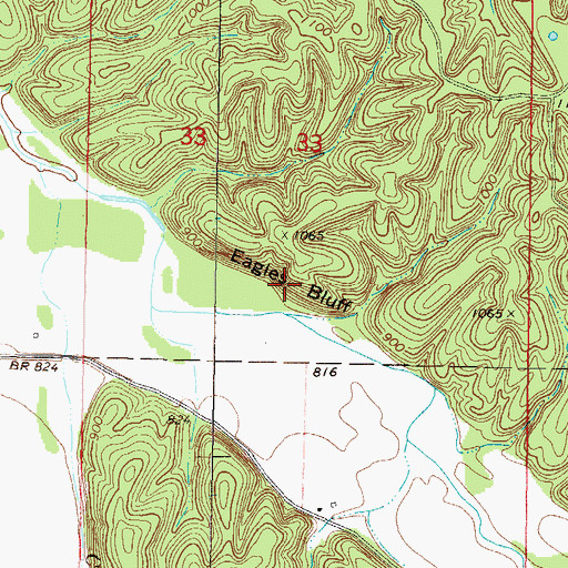 Topographic Map of Eagles Bluff, OK