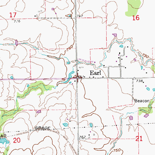 Topographic Map of Earl, OK