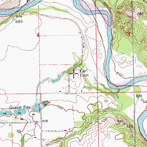 Topographic Map of Earl Cemetery, OK