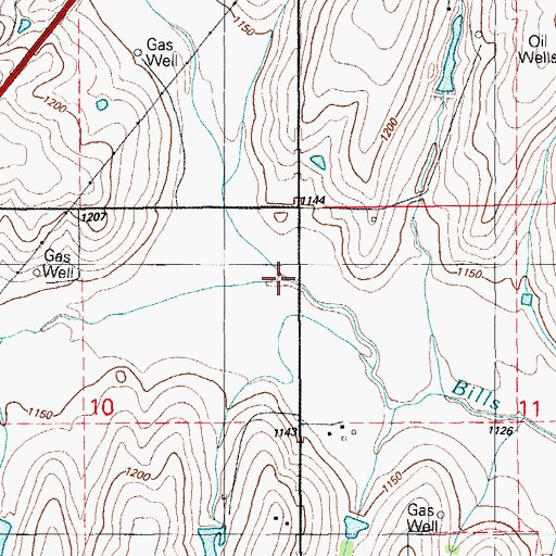 Topographic Map of East Bills Creek, OK