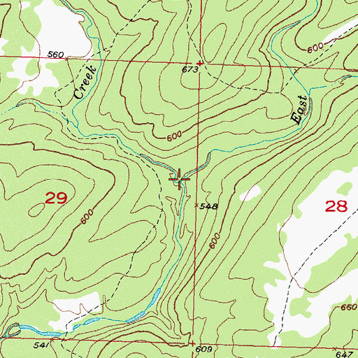 Topographic Map of East Branch August Creek, OK