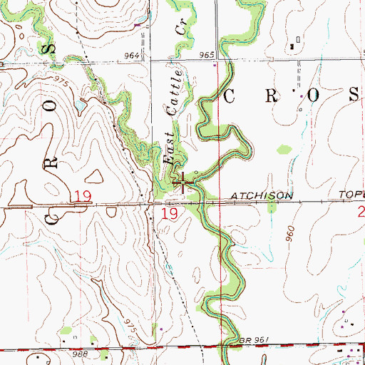 Topographic Map of East Cattle Creek, OK