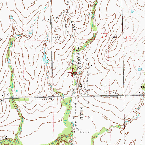 Topographic Map of East Chilocco Oil Field, OK