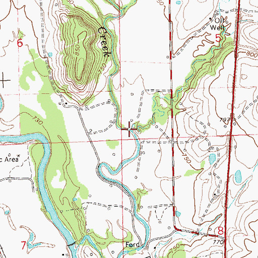 Topographic Map of East Choteau Creek, OK