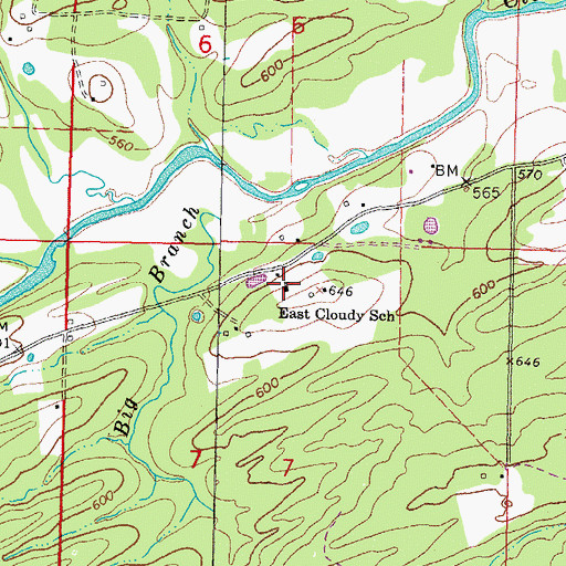 Topographic Map of East Cloudy School, OK