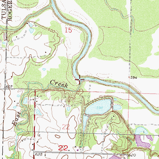Topographic Map of East Creek, OK
