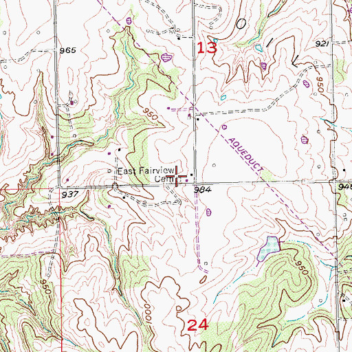 Topographic Map of East Fairview Cemetery, OK