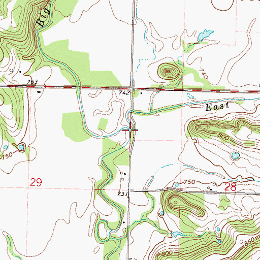 Topographic Map of East Fork Big Creek, OK