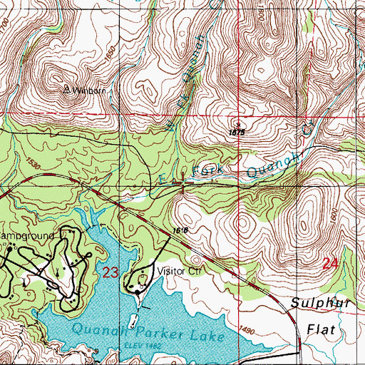 Topographic Map of East Fork Quanah Creek, OK