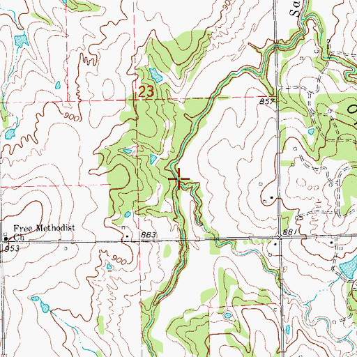 Topographic Map of East Fork Sand Creek, OK