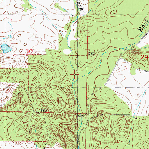Topographic Map of East Fork Yanubbee Creek, OK