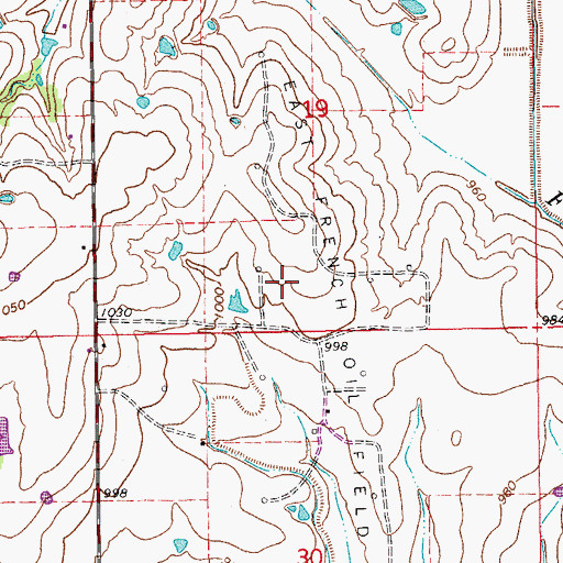 Topographic Map of East French Oil Field, OK