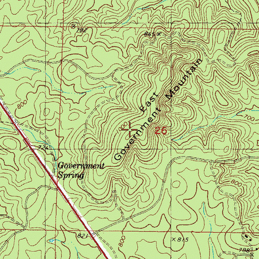 Topographic Map of East Government Mountain, OK