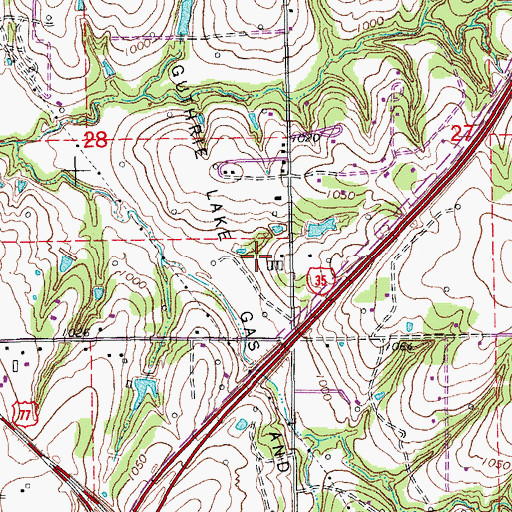 Topographic Map of East Guthrie Lake Gas and Oil Field, OK