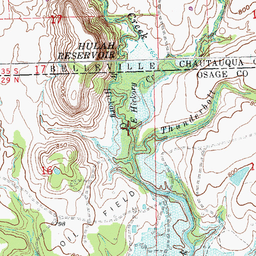 Topographic Map of East Hickory Creek, OK