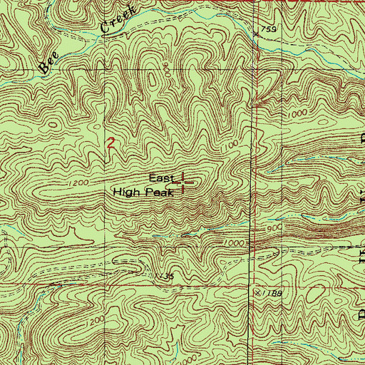 Topographic Map of East High Peak, OK