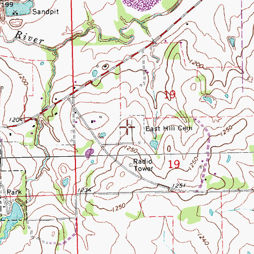 Topographic Map of East Hill Cemetery, OK