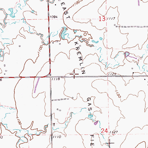 Topographic Map of East Kremlin Gas Field, OK