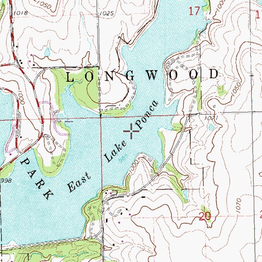 Topographic Map of East Lake Ponca, OK