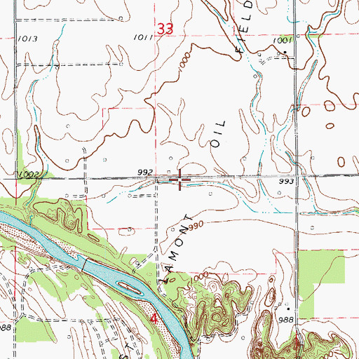 Topographic Map of East Lamont Oil Field, OK