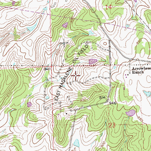 Topographic Map of East Madalene Oil Field, OK