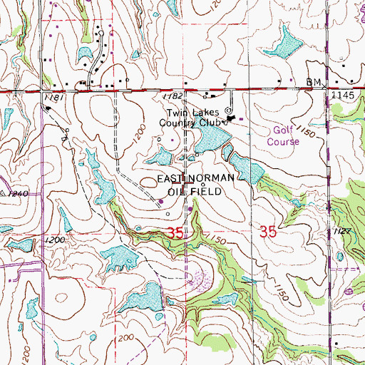 Topographic Map of East Norman Oil Field, OK