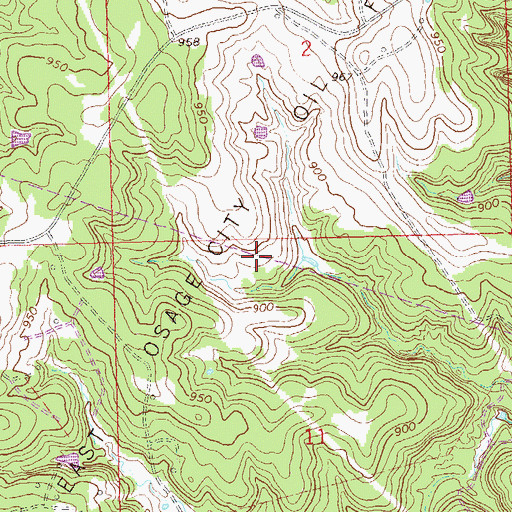 Topographic Map of East Osage City Oil Field, OK