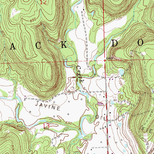 Topographic Map of East Prong Quapaw Creek, OK