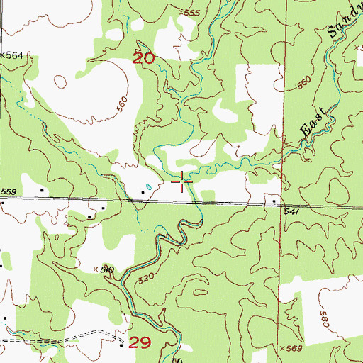 Topographic Map of East Sandy Creek, OK