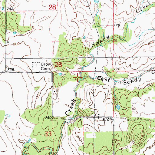 Topographic Map of East Sandy Creek, OK