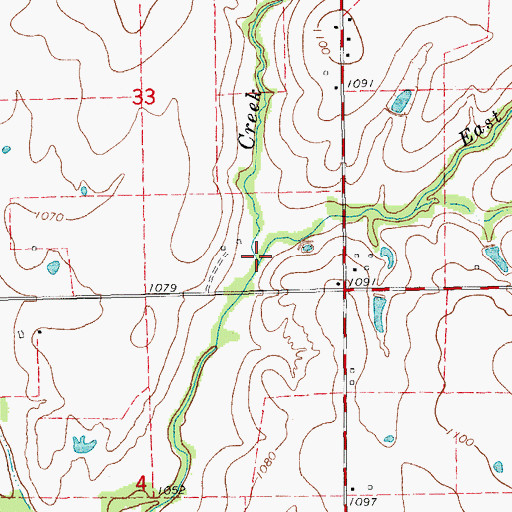 Topographic Map of East Willow Creek, OK