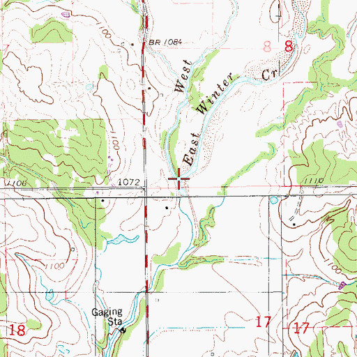 Topographic Map of East Winter Creek, OK