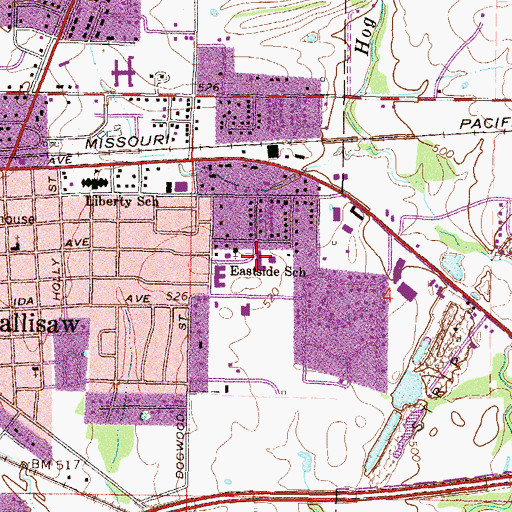 Topographic Map of Eastside Elementary School, OK