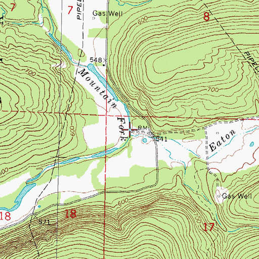 Topographic Map of Eaton Creek, OK