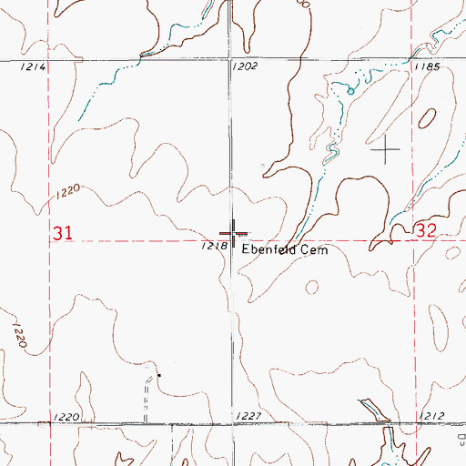 Topographic Map of Ebenfeld Cemetery, OK