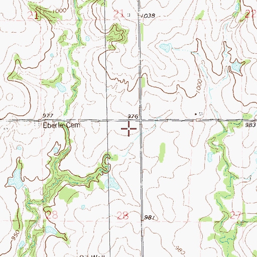 Topographic Map of Eberle Cemetery, OK