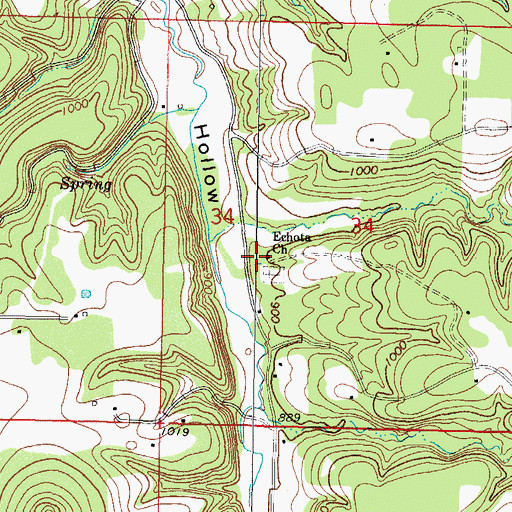 Topographic Map of Echota Church, OK
