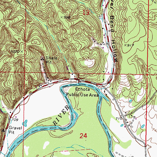 Topographic Map of Echota Public Use Area, OK