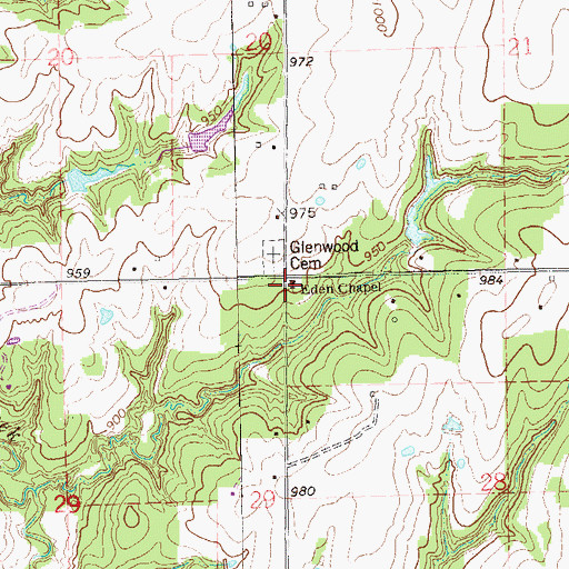 Topographic Map of Eden Chapel, OK