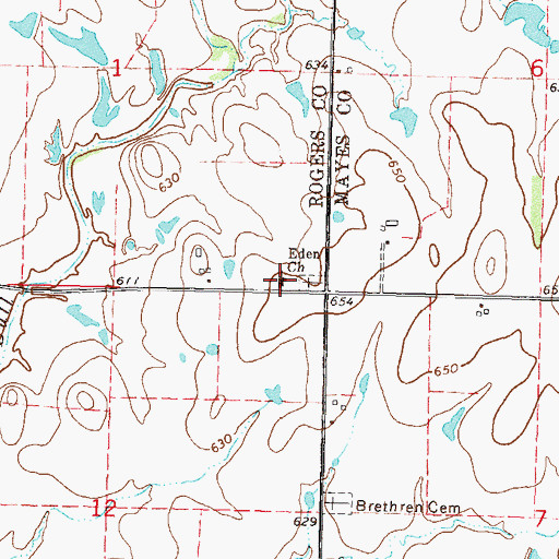 Topographic Map of Eden Church, OK